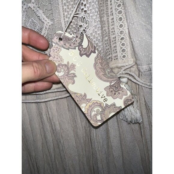 BOG Collective Lavanda Dress Bohemian Boho Crochet Cream Color NWTS $184 X - Picture 6 of 9